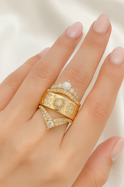 Złoty pierścionek „Sun &amp; Moon”