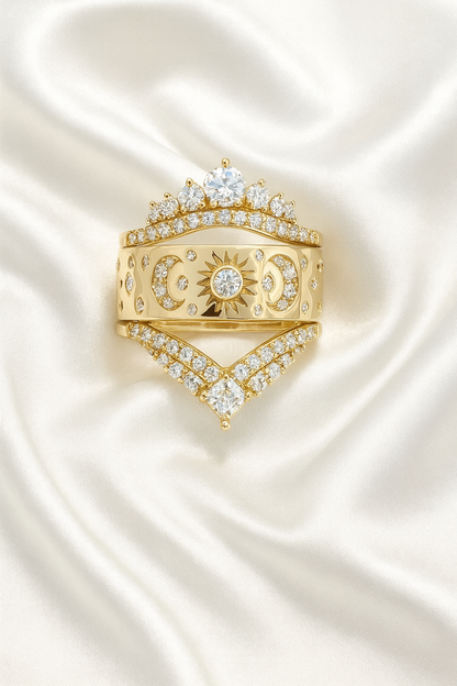 Złoty pierścionek „Sun &amp; Moon”