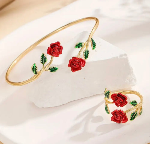 Zestaw „Red Rose” – Bransoletka i pierścionek